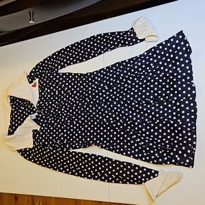 VINTAGE DRESS POLKA DOT GIRLS 5 BLUE WHITE 60s zipper